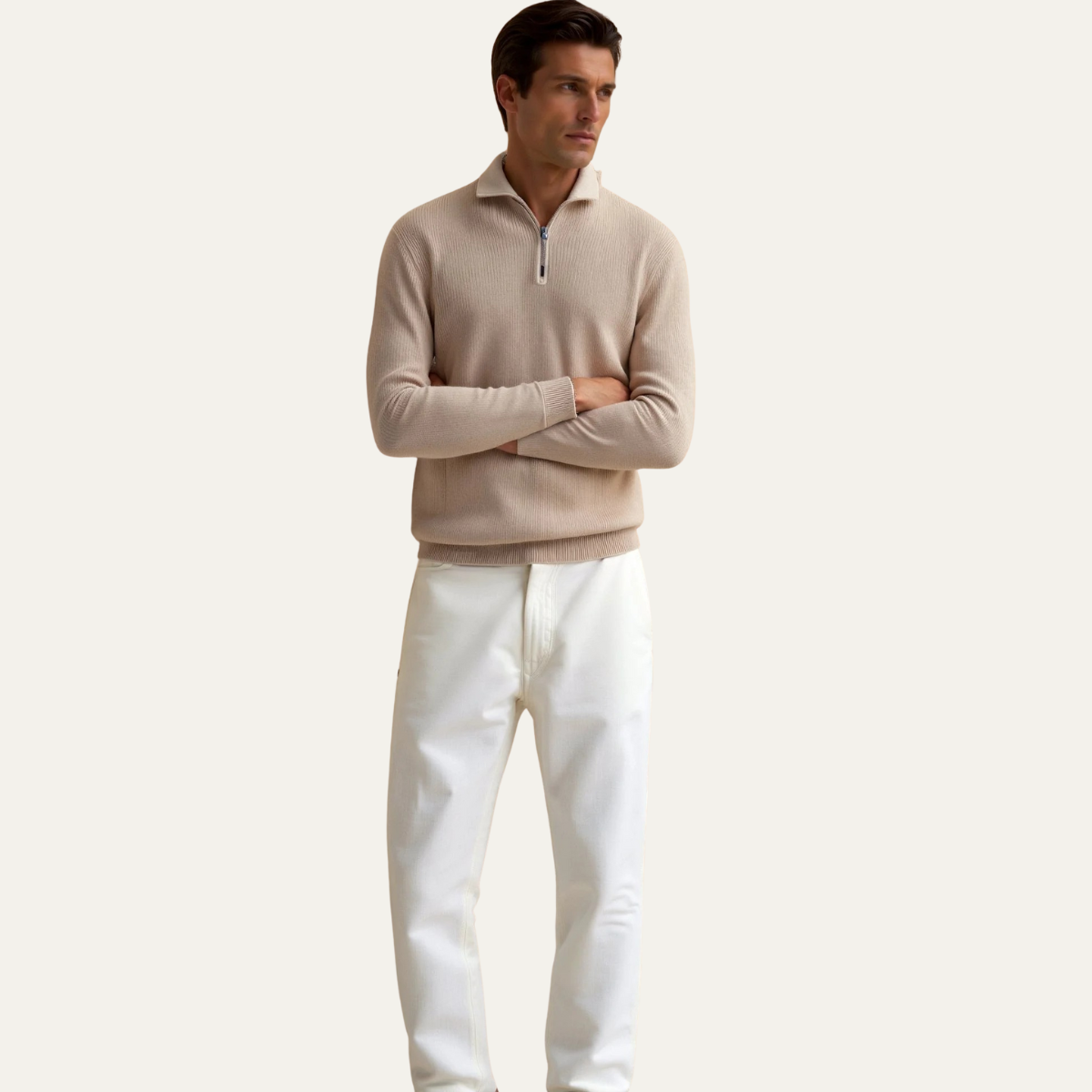 VogeLuxe | Polo zippé en maille texturée pour homme 1