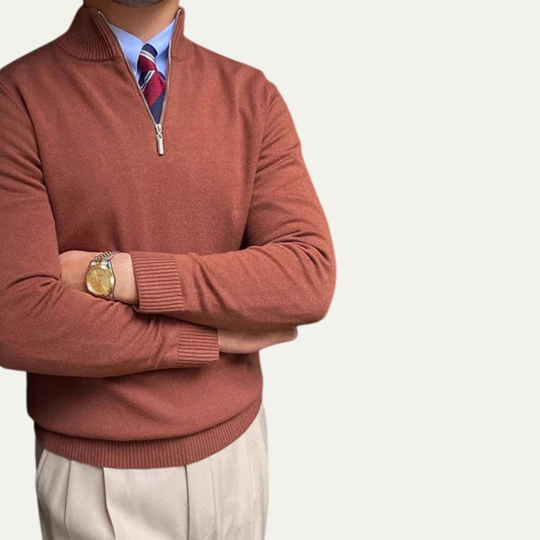 Pull Homme Col Zippé Chaud et Confortable