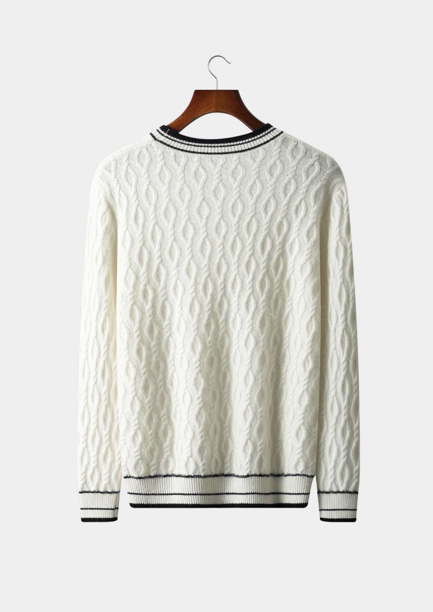 VogeLuxe | Pull-over texturé à col rond pour homme avec rayures contrastées 1