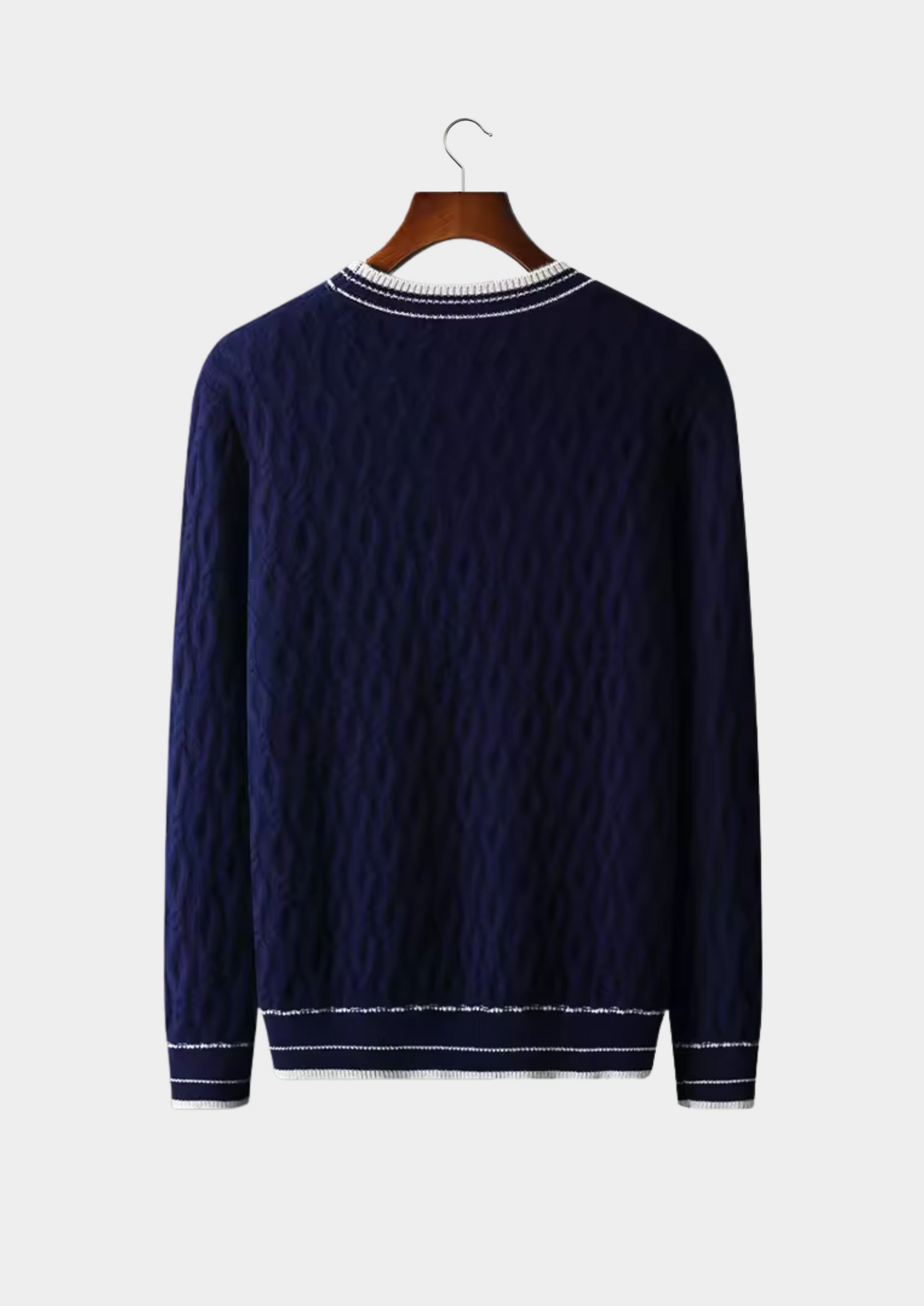 VogeLuxe | Pull-over texturé à col rond pour homme avec rayures contrastées 4