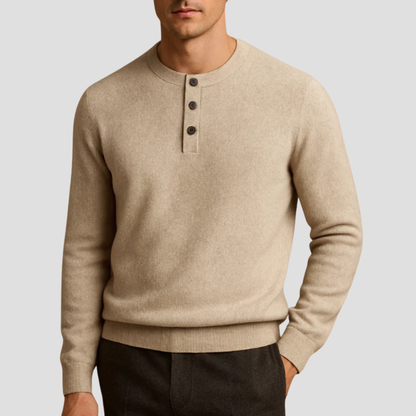 VogeLuxe | Pull Henley à trois boutons pour homme 0