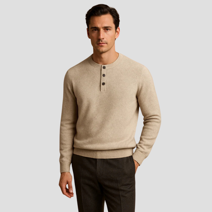 VogeLuxe | Pull Henley à trois boutons pour homme 2