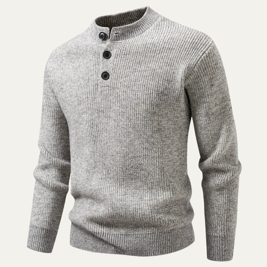 VogeLuxe | Pull Henley côtelé à col montant pour homme 0
