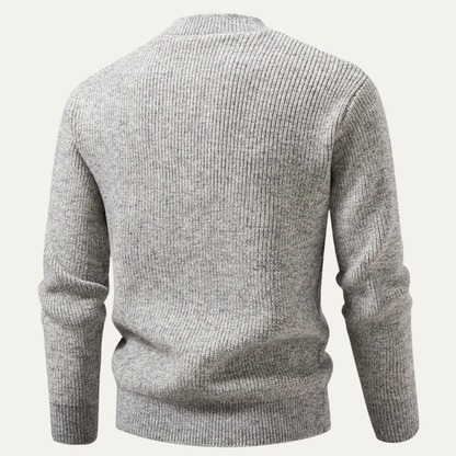 VogeLuxe | Pull Henley côtelé à col montant pour homme 1