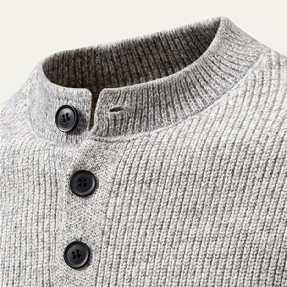 VogeLuxe | Pull Henley côtelé à col montant pour homme 3
