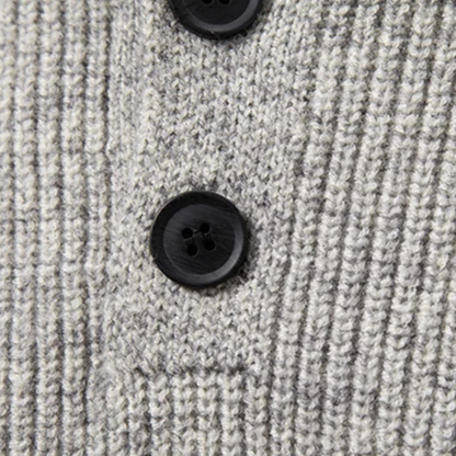 VogeLuxe | Pull Henley côtelé à col montant pour homme 6