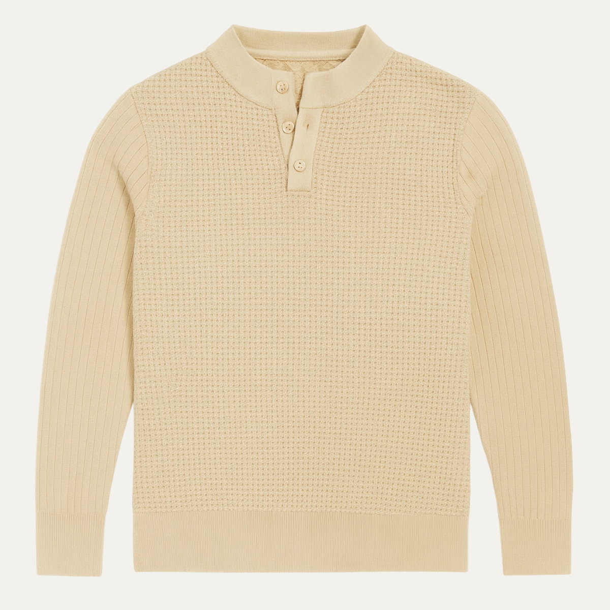 VogeLuxe | Pull Henley côtelé texturé pour homme 1