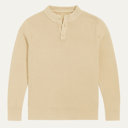 VogeLuxe | Pull Henley côtelé texturé pour homme 1