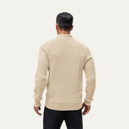 VogeLuxe | Pull Henley côtelé texturé pour homme 2