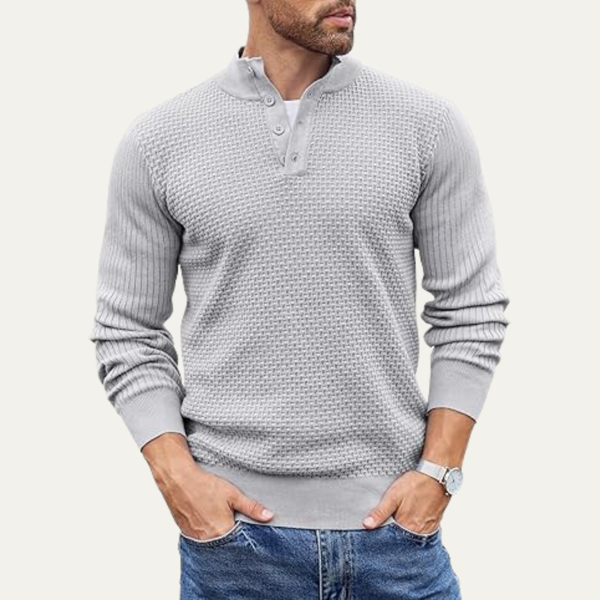 Pull Homme Côtelé à Manches Longues