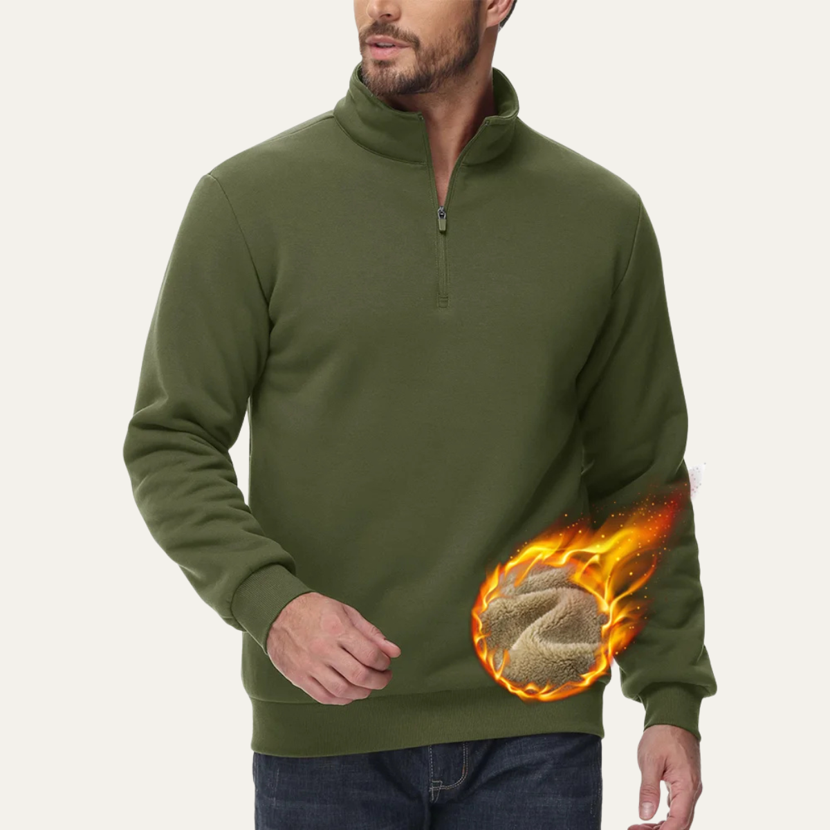 Pull Homme Côtelé Col Montant Slim Fit