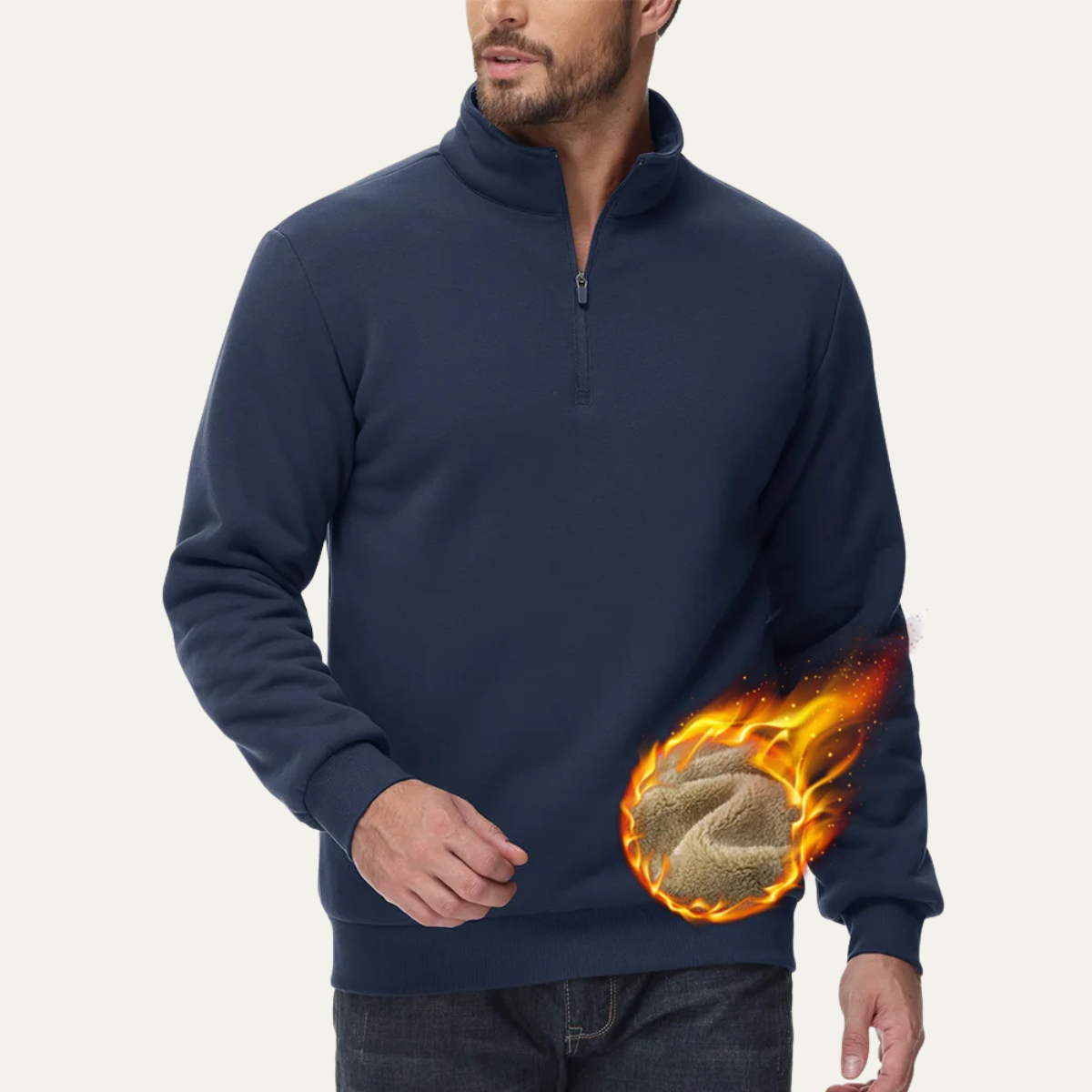 Pull Homme Côtelé Col Montant Slim Fit