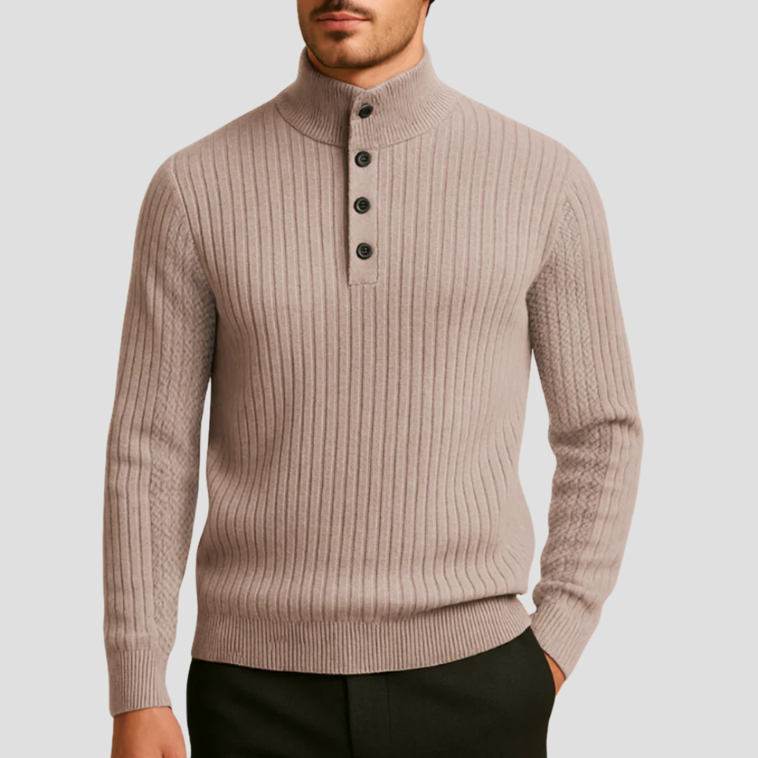 Pull Homme Côtelé Col Montant Chaud - PanierRoyale