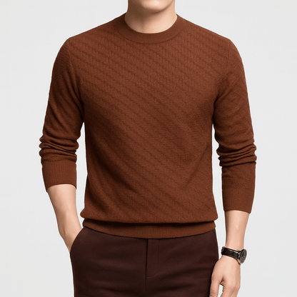 Pull Homme Côtelé Col Montant Chaud et Confortable