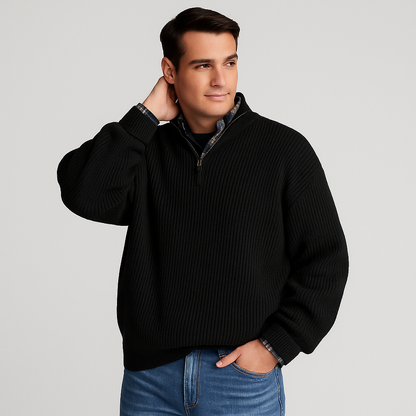Pull Homme Col Montant Côtelé Chaud Hiver