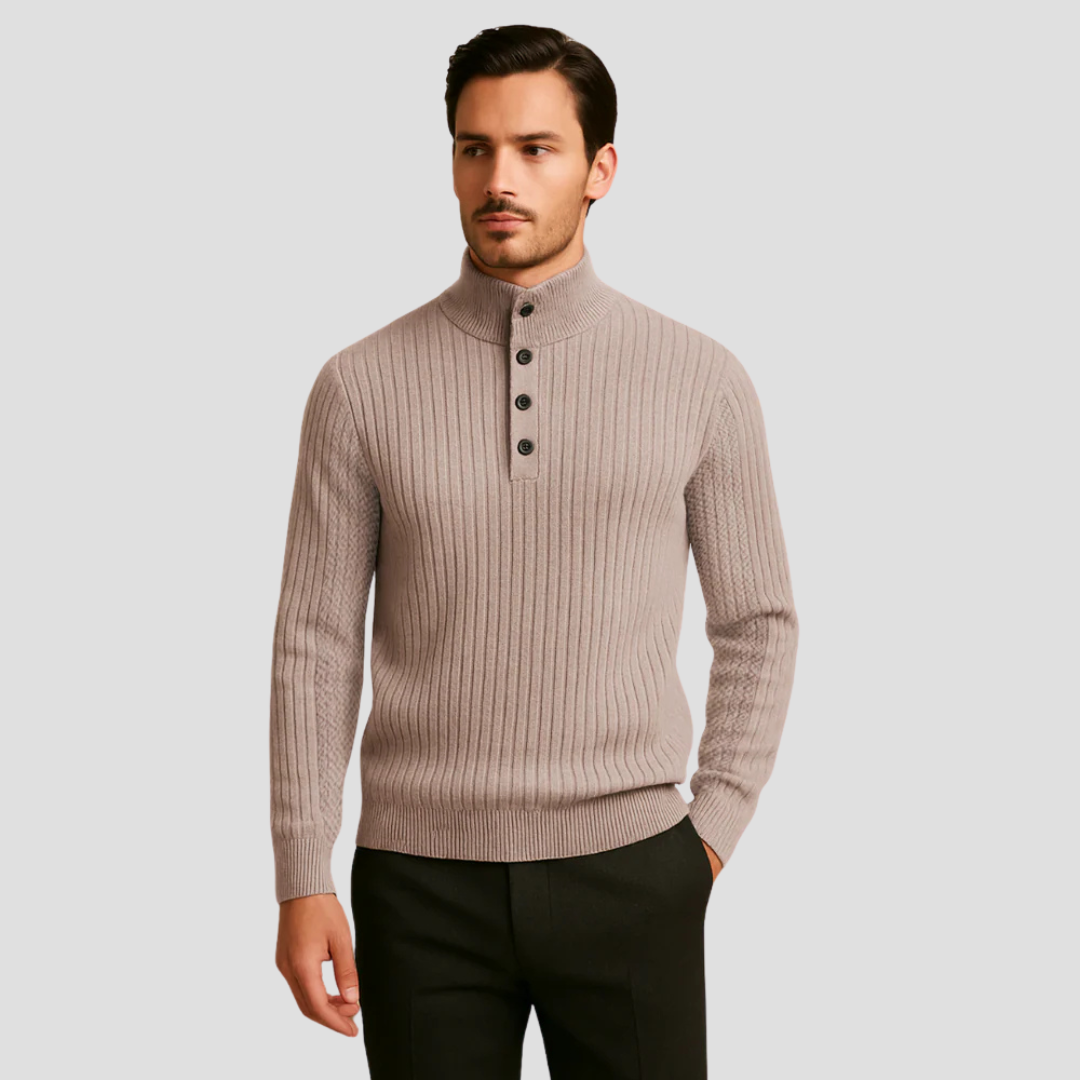 VogeLuxe | Pull à col montant côtelé pour homme 2