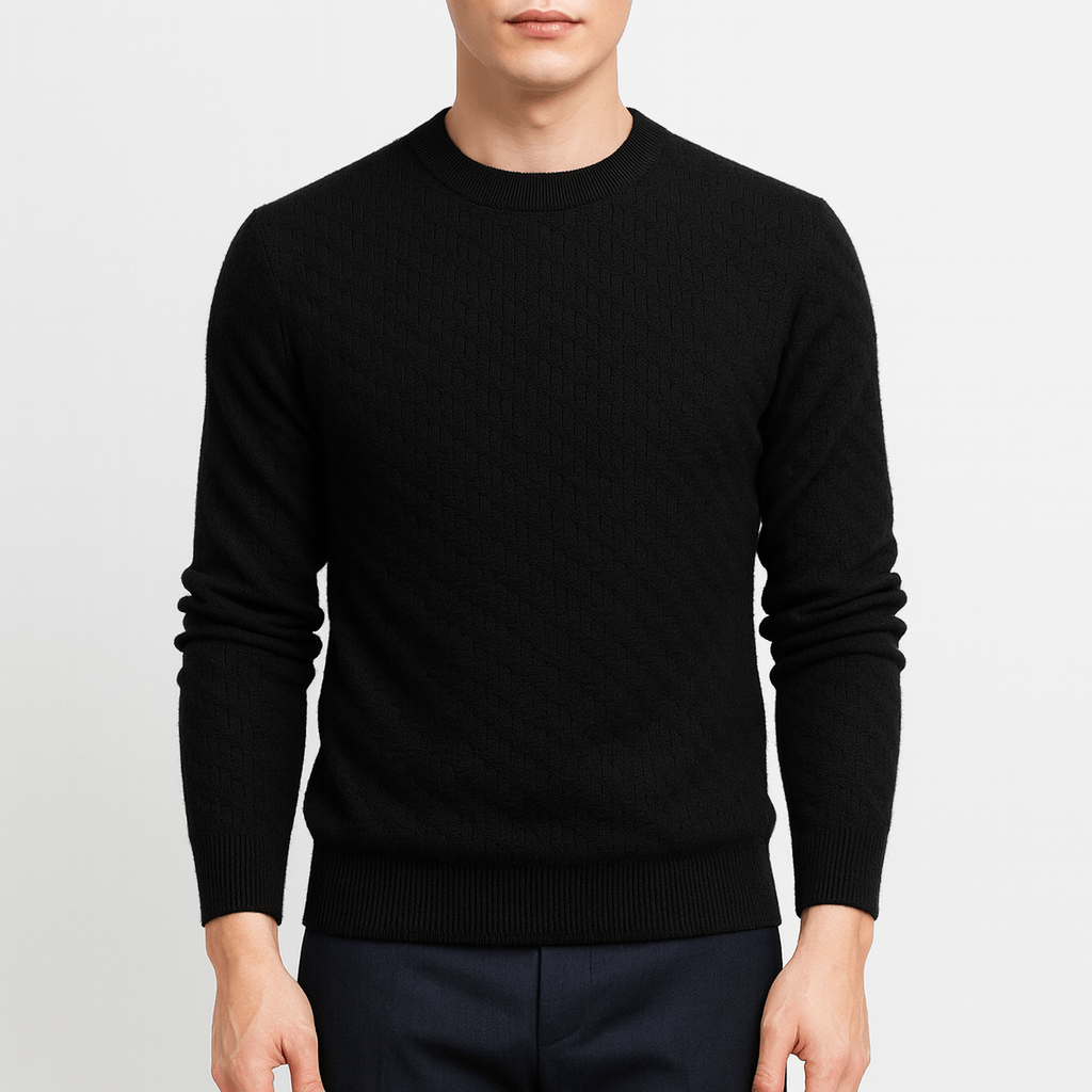 Pull Homme Côtelé Col Montant Chaud et Confortable