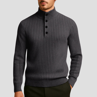Pull Homme Côtelé Col Montant Chaud