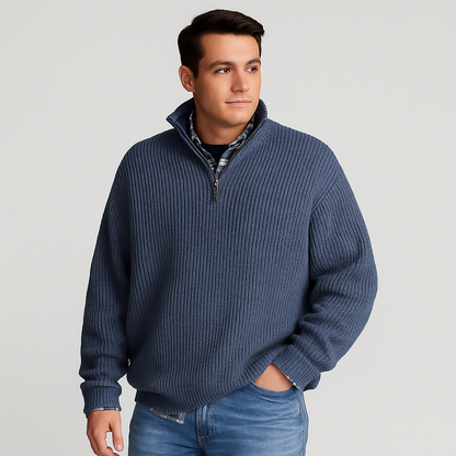 Pull Homme Col Montant Côtelé Chaud Hiver