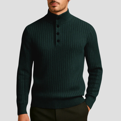 Pull Homme Côtelé Col Montant Chaud