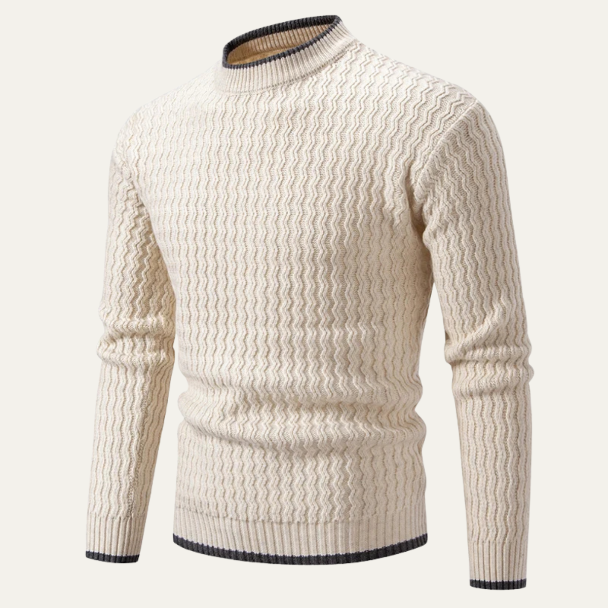 Pull Homme Col Montant en Maille Épaisse et Douce