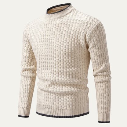 Pull Homme Col Montant en Maille Épaisse et Douce