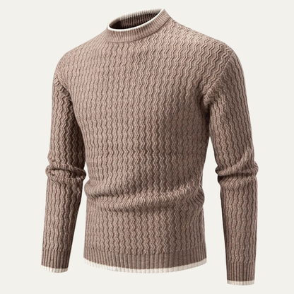 Pull Homme Col Montant en Maille Épaisse et Douce