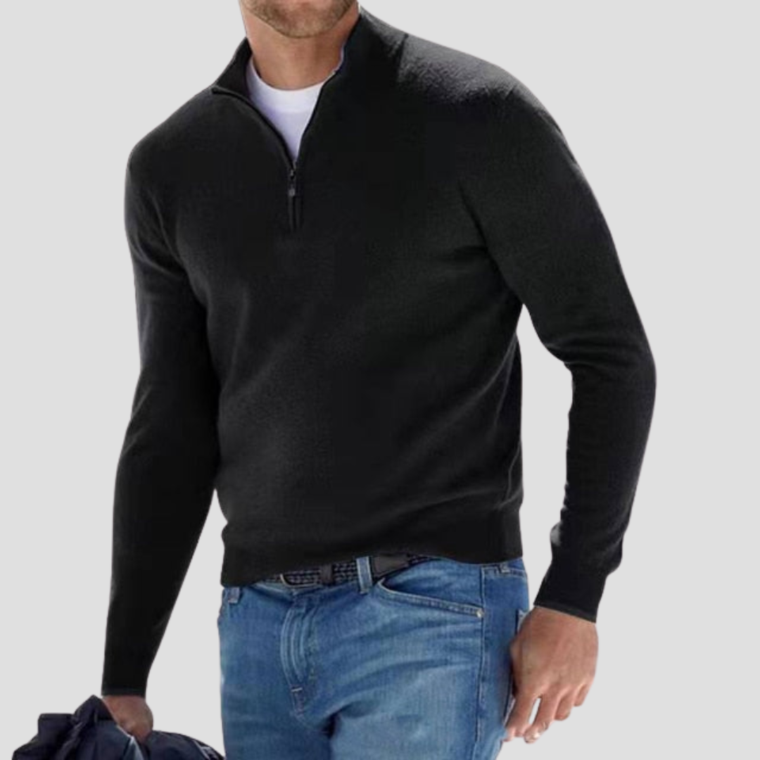 Pull zippé col montant homme classique et chaud