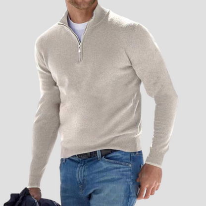 Pull zippé col montant homme classique et chaud