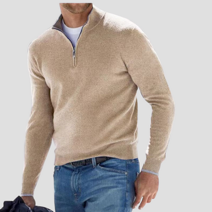 Pull zippé col montant homme classique et chaud