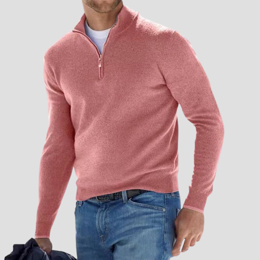 VogeLuxe | Pull à col montant zippé classique pour homme 7