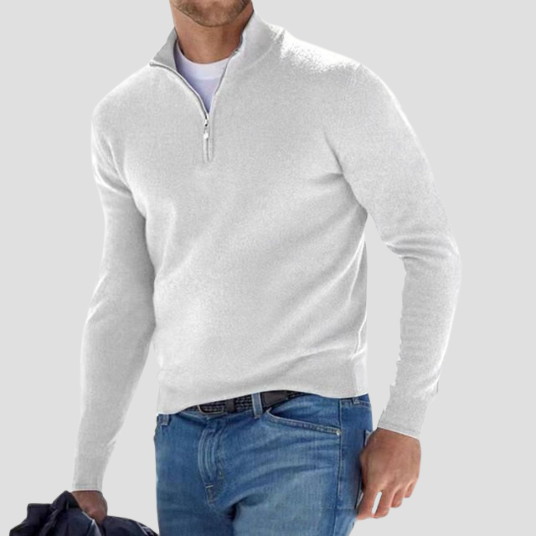 Pull zippé col montant homme classique et chaud