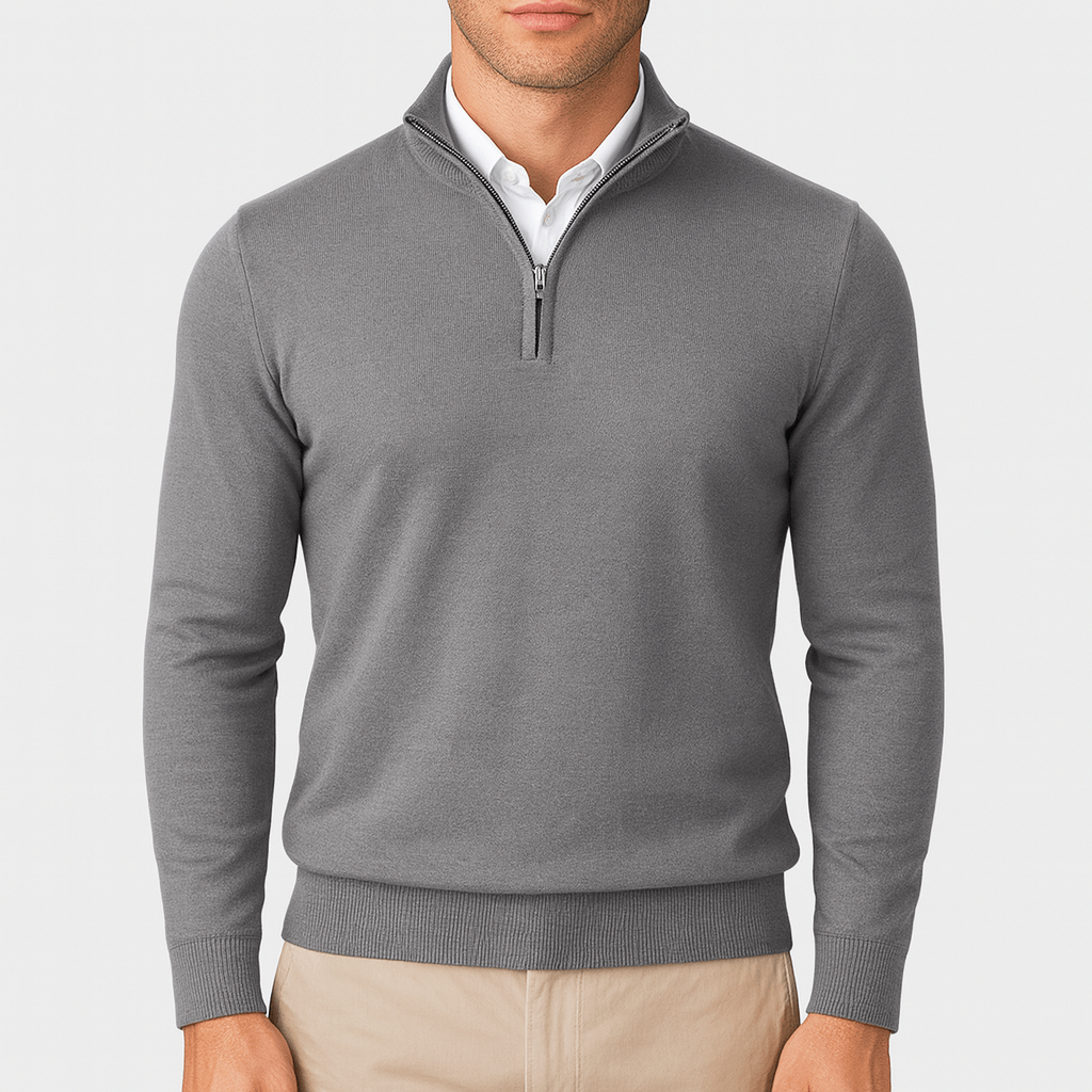 Pull Col Montant Zippé Homme Sport Chic