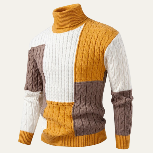 VogeLuxe | Pull à col roulé color-block pour homme 0