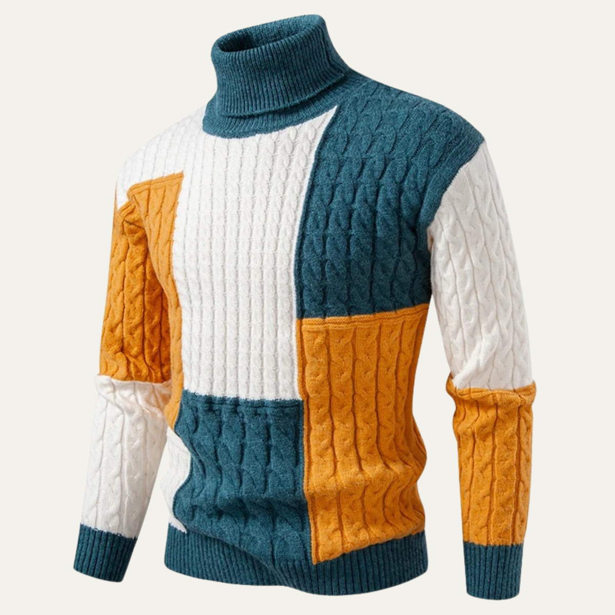 VogeLuxe | Pull à col roulé color-block pour homme 8