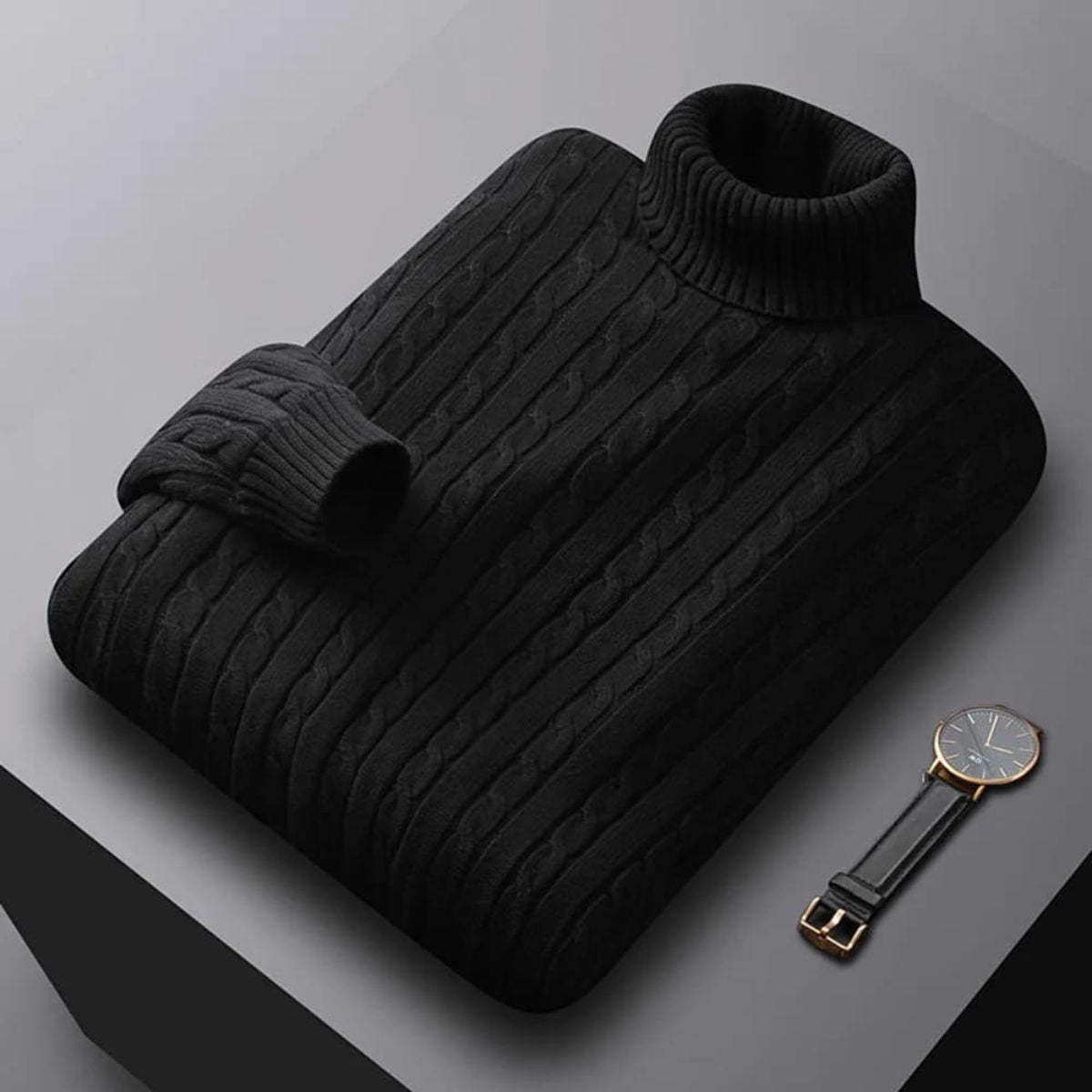 VogeLuxe | Pull à col roulé côtelé doux et élastique pour homme 5