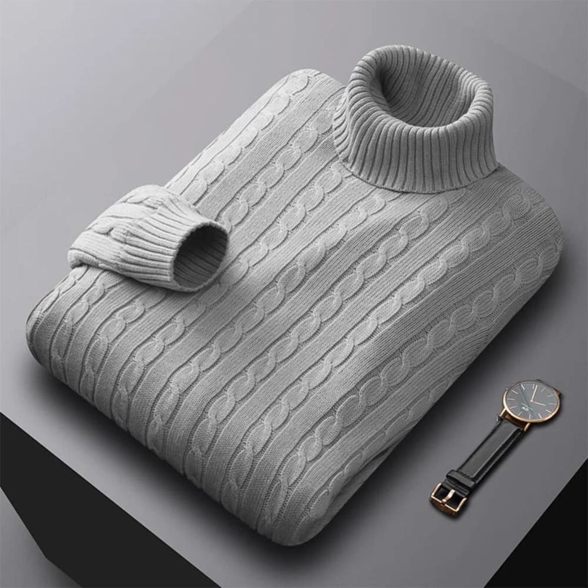 VogeLuxe | Pull à col roulé côtelé doux et élastique pour homme 7