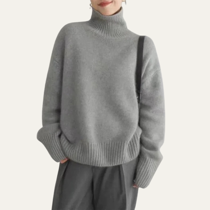 Pull Femme Oversize Côtelé Col Roulé Chic