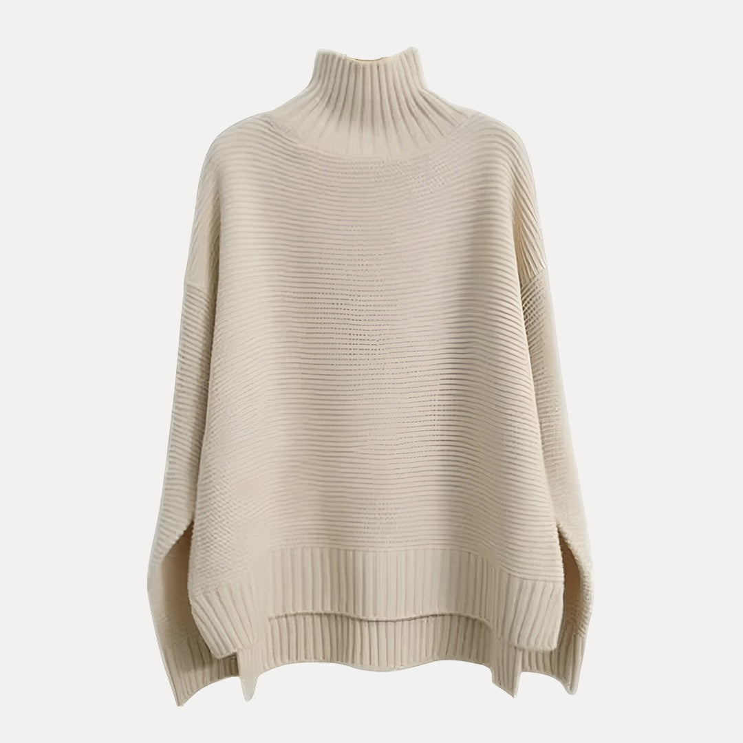 Pull Côtelé Femme Col Roulé Chaud et Confortable - PanierRoyale