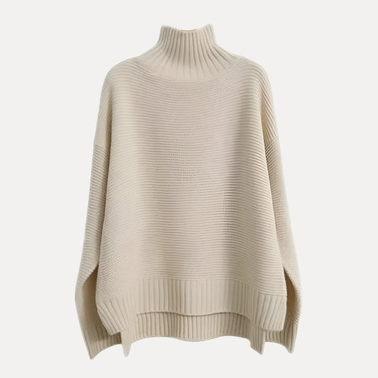 Pull Côtelé Femme Col Roulé Chaud et Confortable - PanierRoyale