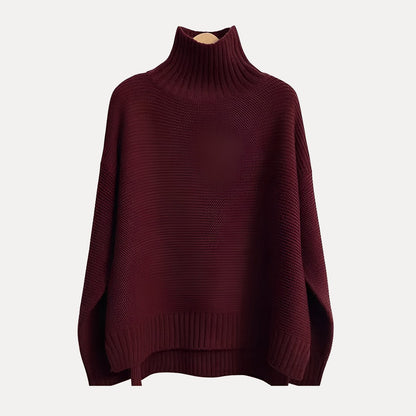Pull Côtelé Femme Col Roulé Chaud et Confortable