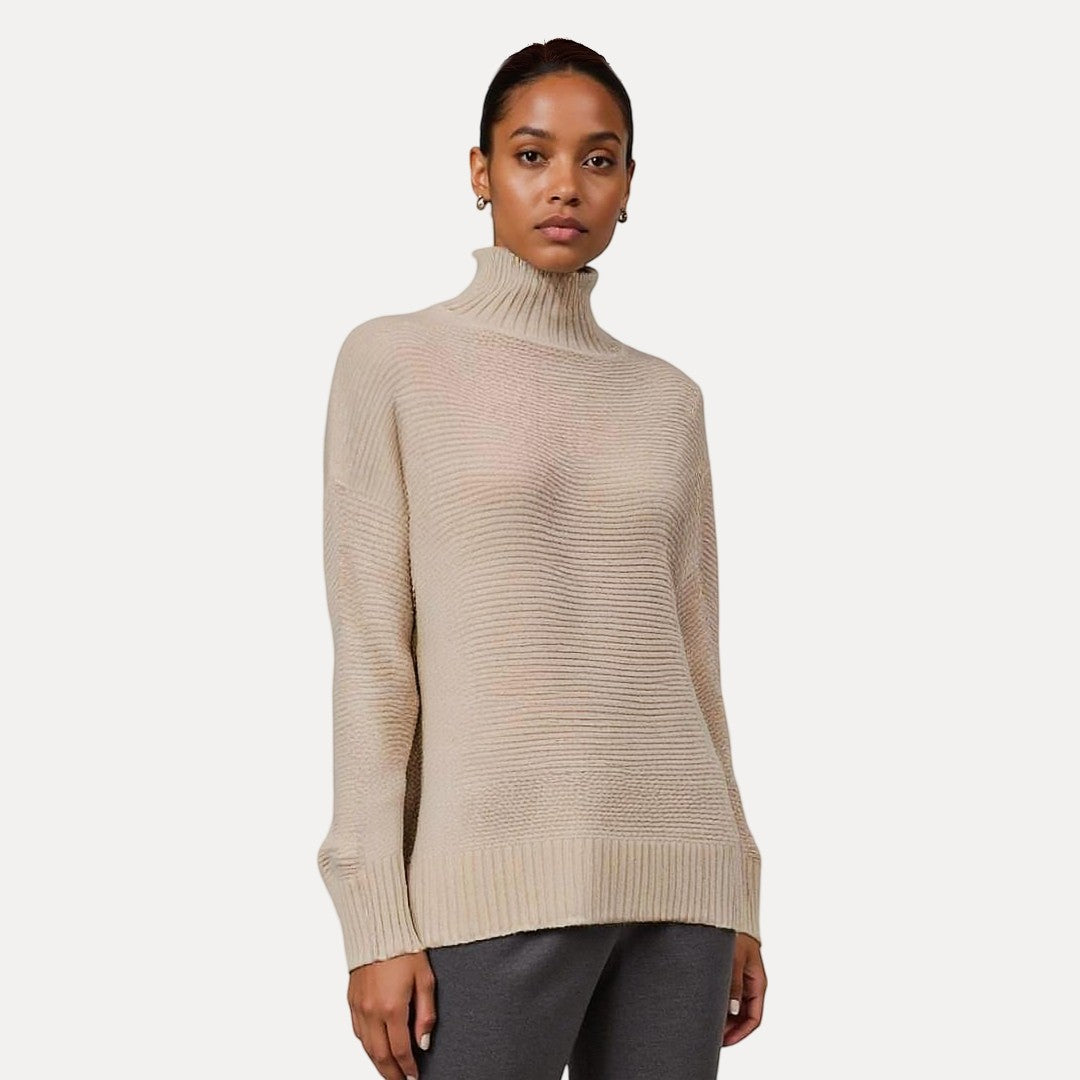 VogeLuxe | Pull à col roulé côtelé pour femme 3
