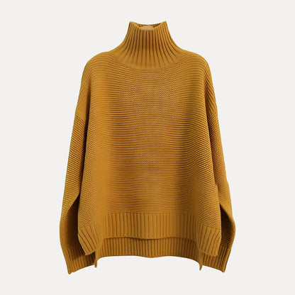 Pull Côtelé Femme Col Roulé Chaud et Confortable