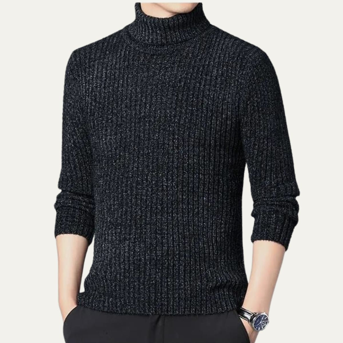 Pull Côtelé à Col Roulé Homme Hiver Chaud