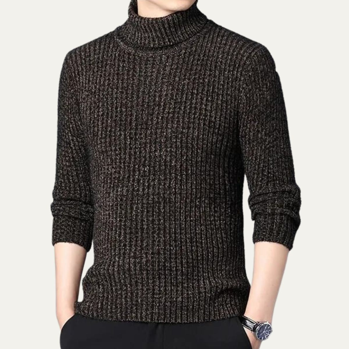 VogeLuxe | Pull à col roulé côtelé pour homme 5