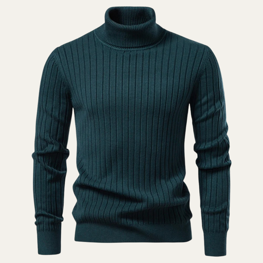 VogeLuxe | Pull à col roulé côtelé slim pour homme 0