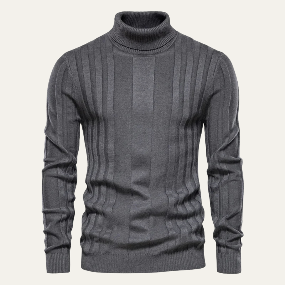 VogeLuxe | Pull à col roulé côtelé vertical pour homme 0
