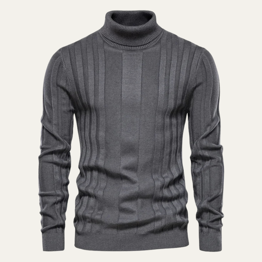 Pull Côtelé Homme Col Roulé Chaud et Confortable - PanierRoyale