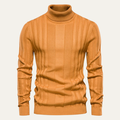 Pull Côtelé Homme Col Roulé Chaud et Confortable