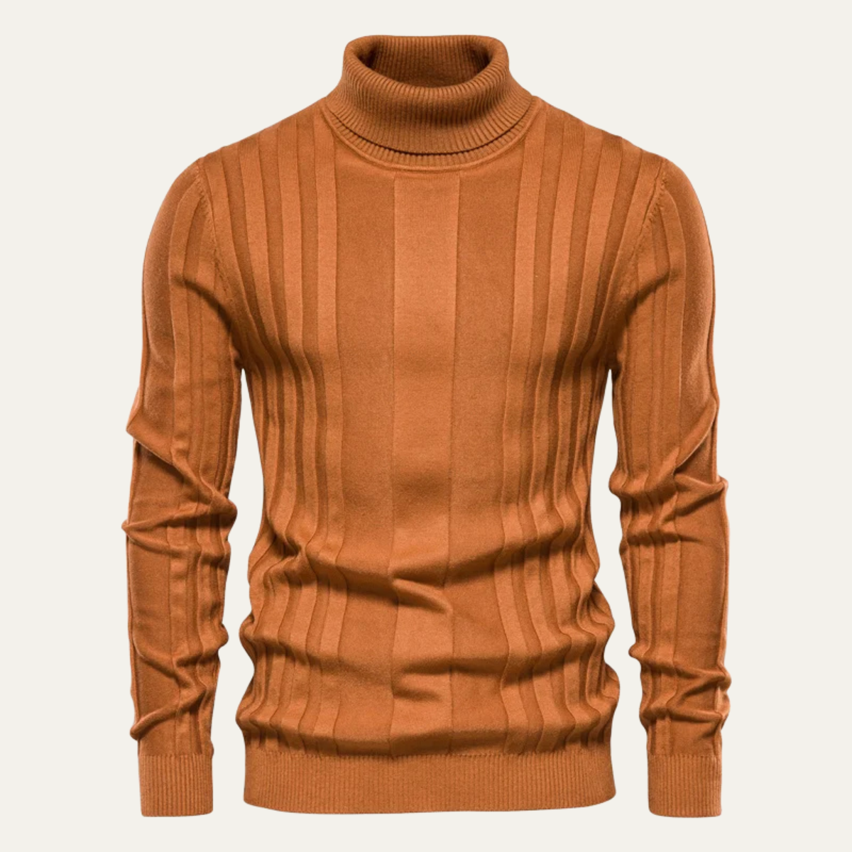 Pull Côtelé Homme Col Roulé Chaud et Confortable